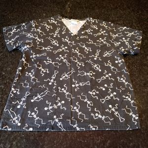 Comfy Cotton Women's Scrub Top Size Small Skeleton